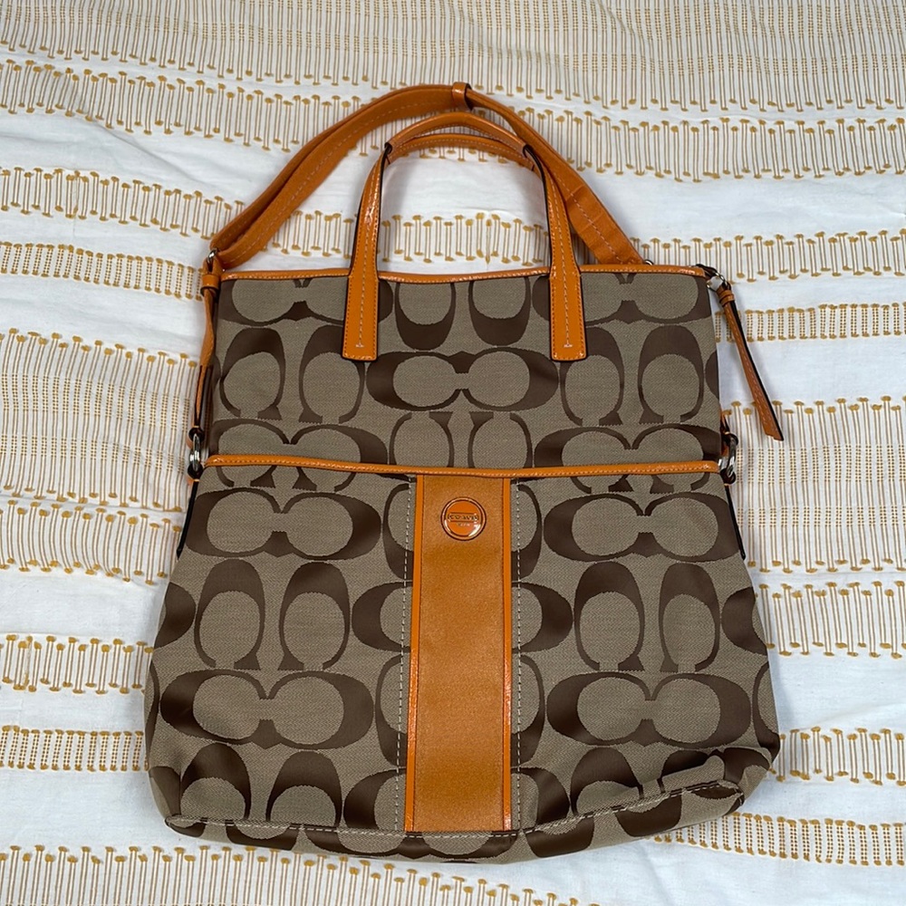 Coach Foldover Crossbody Tote Shoulder Bag